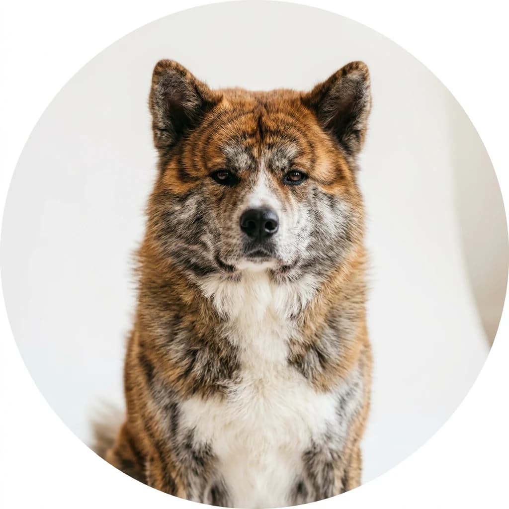Akita dog — studio head-and-shoulders portrait showing typical coat color and facial features