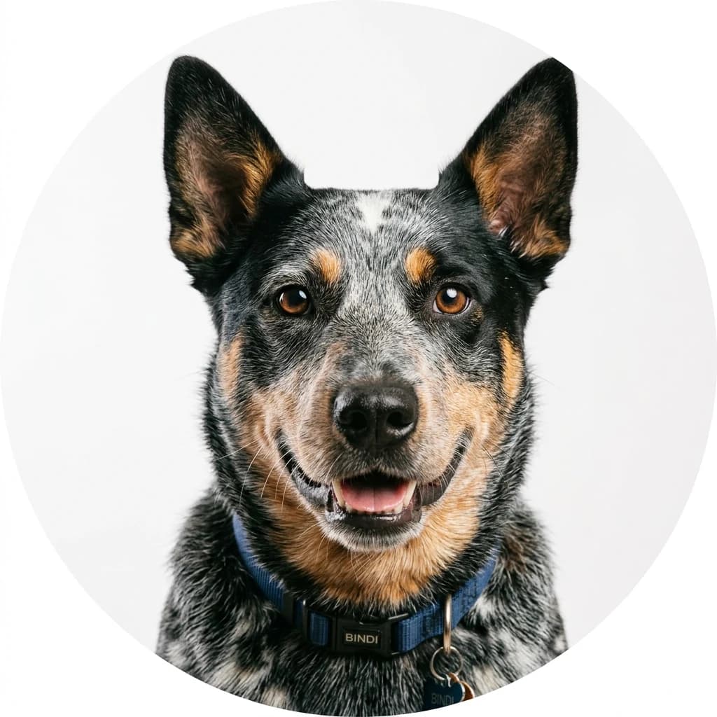 Australian Cattle Dog dog — studio head-and-shoulders portrait showing typical coat color and facial features