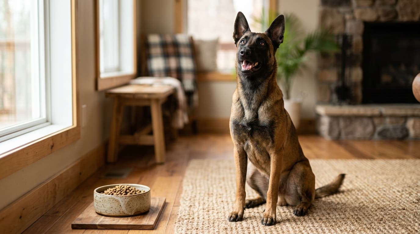 Belgian Malinois wearing recommended dog gear, demonstrating proper harness or collar fit for the breed