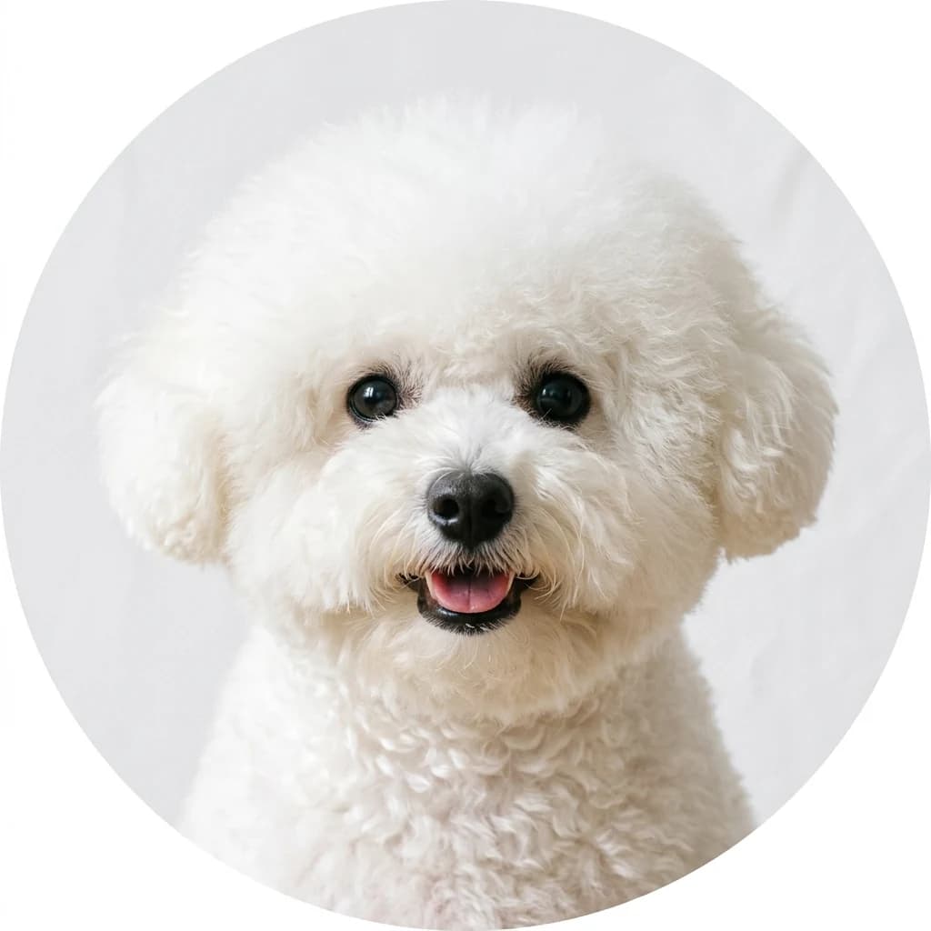 Bichon Frise dog — studio head-and-shoulders portrait showing typical coat color and facial features
