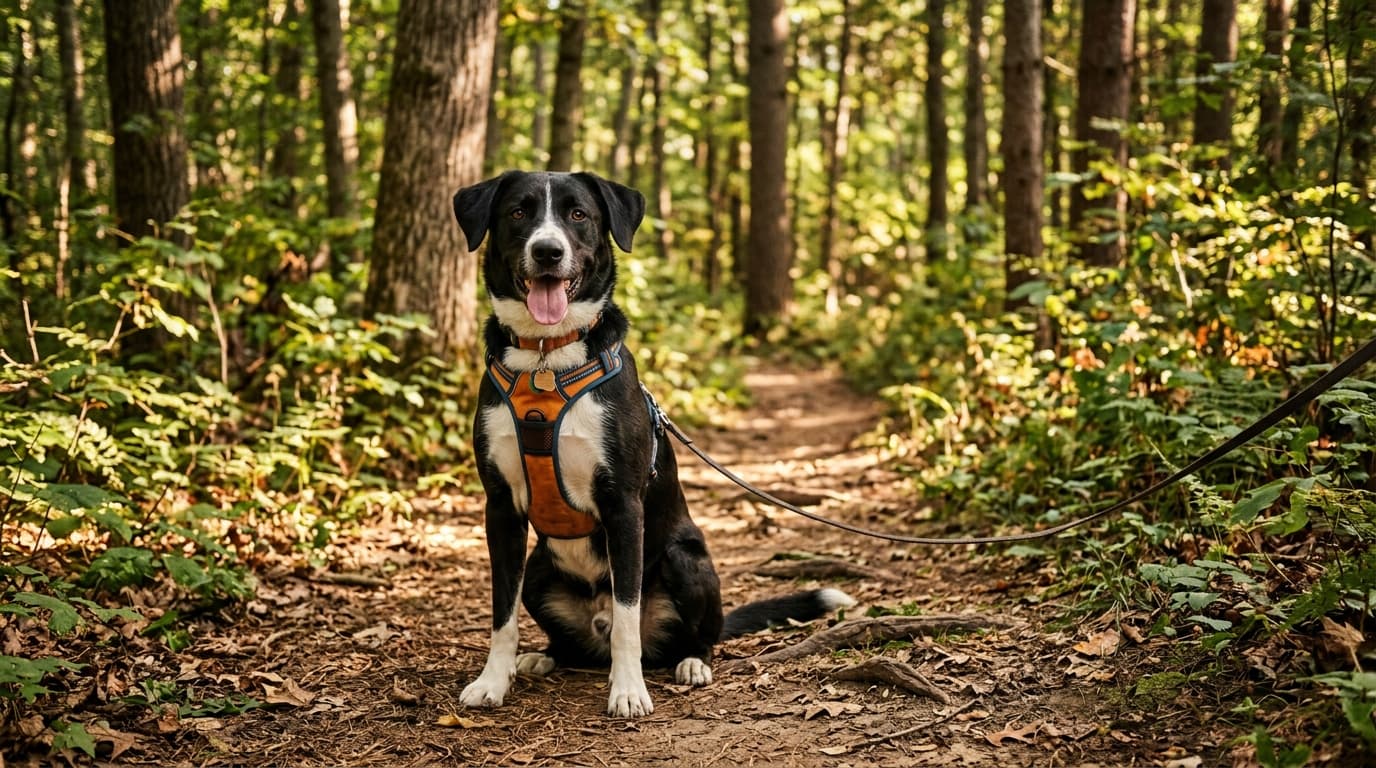 Borador in a natural outdoor lifestyle setting, illustrating typical breed energy level and body shape