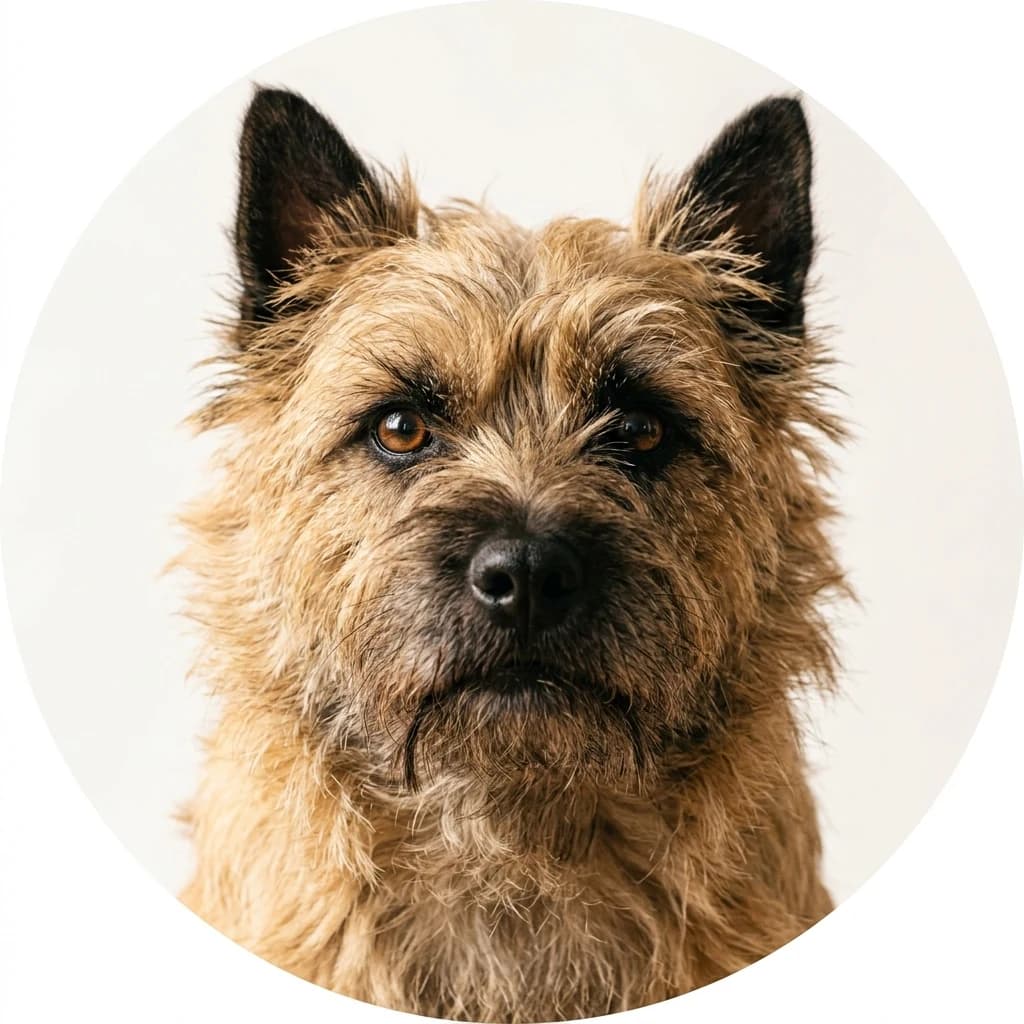 Cairn Terrier dog — studio head-and-shoulders portrait showing typical coat color and facial features