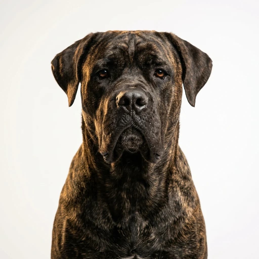 Cane Corso dog — studio head-and-shoulders portrait showing typical coat color and facial features