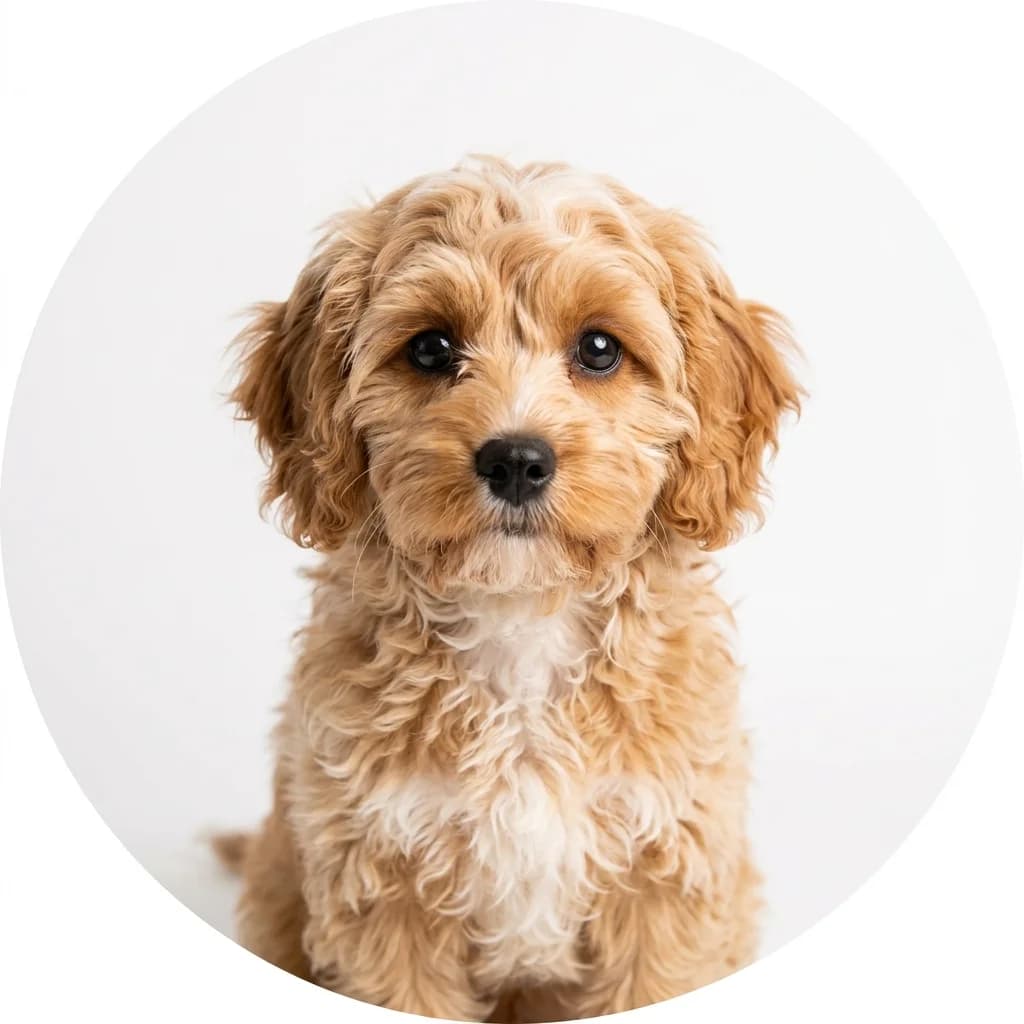 Cavapoo dog — studio head-and-shoulders portrait showing typical coat color and facial features