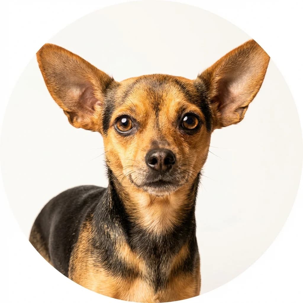 Chiweenie dog — studio head-and-shoulders portrait showing typical coat color and facial features