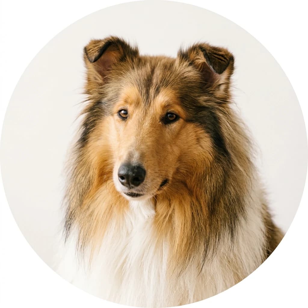 Collie dog — studio head-and-shoulders portrait showing typical coat color and facial features