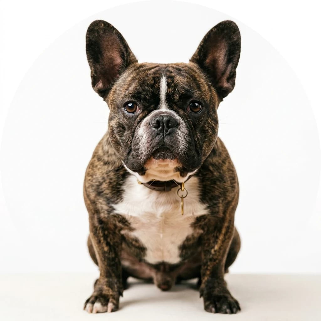 French Bulldog dog — studio head-and-shoulders portrait showing typical coat color and facial features