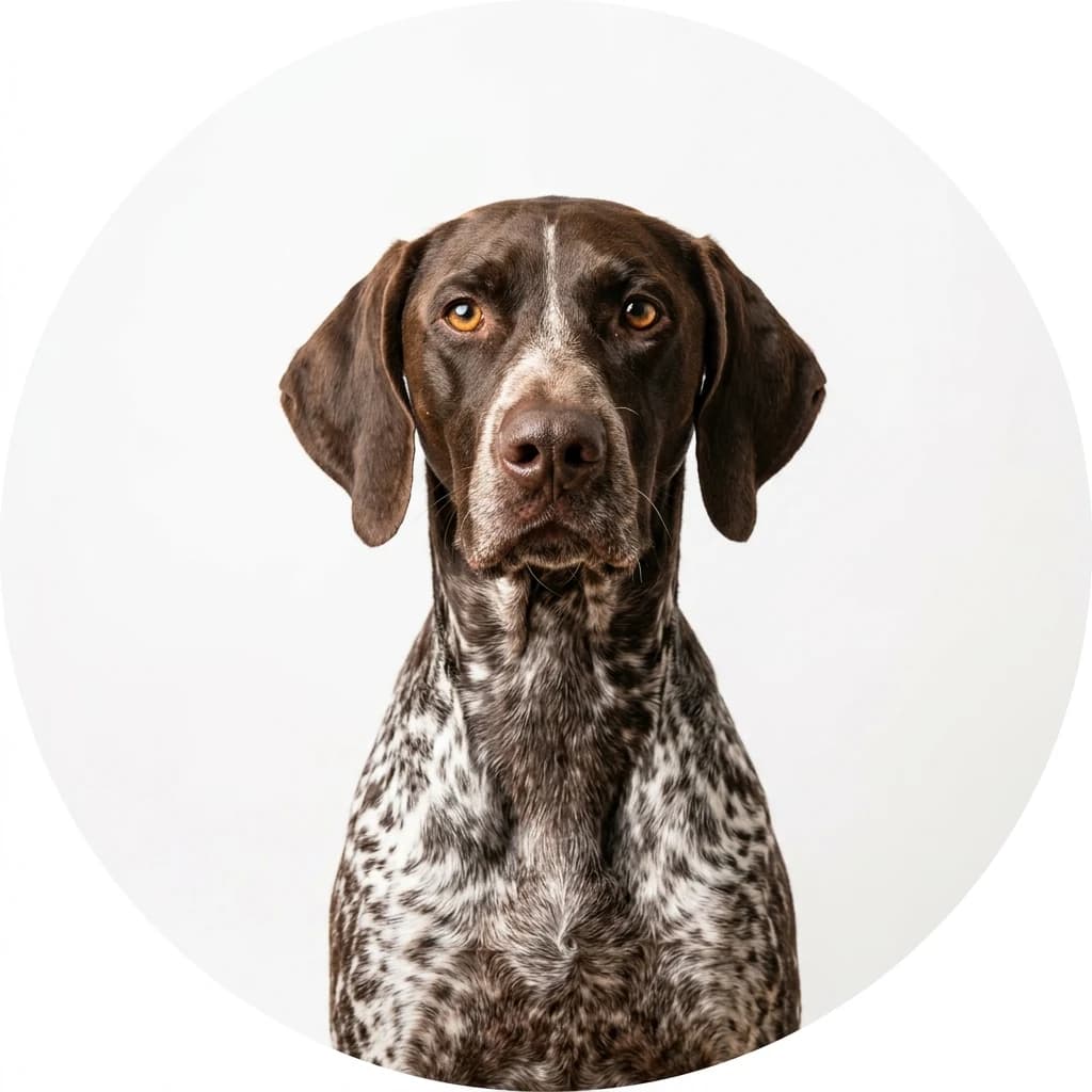 German Shorthaired Pointer dog — studio head-and-shoulders portrait showing typical coat color and facial features
