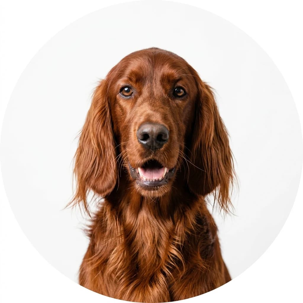 Irish Setter dog — studio head-and-shoulders portrait showing typical coat color and facial features