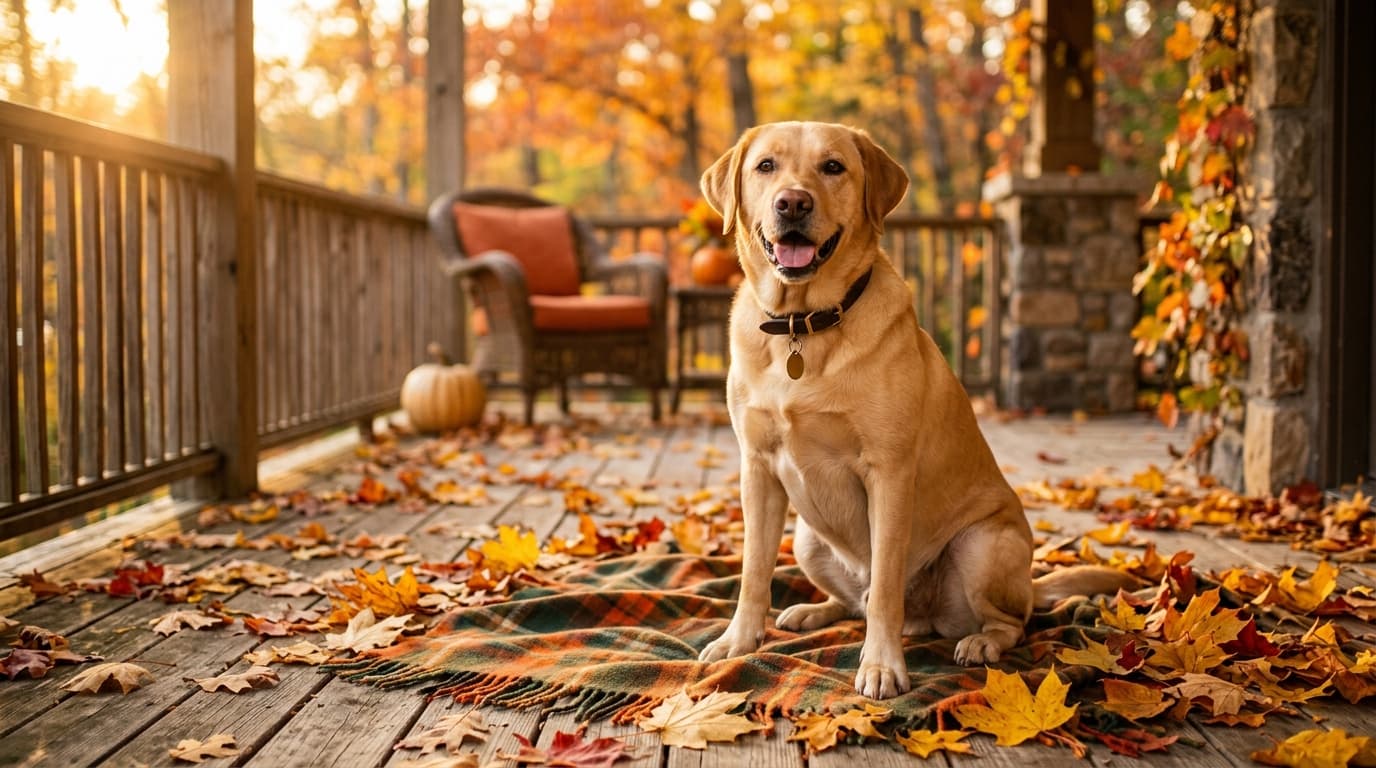 Labrador Retriever in a natural outdoor lifestyle setting, illustrating typical breed energy level and body shape