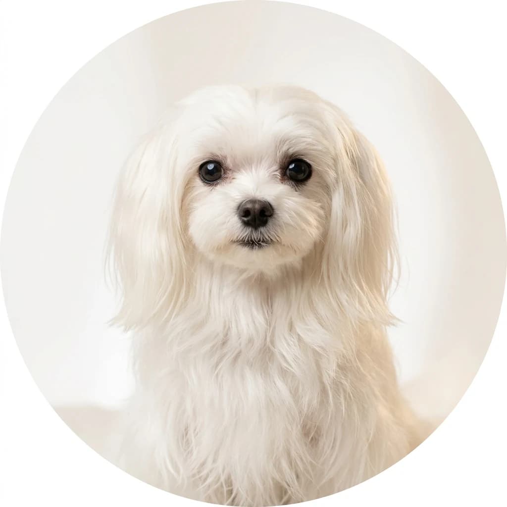Maltese dog — studio head-and-shoulders portrait showing typical coat color and facial features