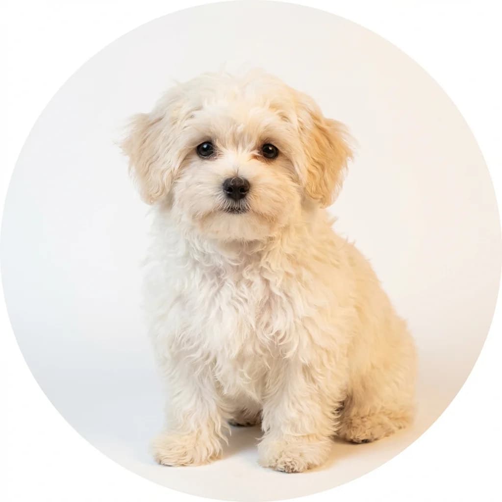 Maltipoo dog — studio head-and-shoulders portrait showing typical coat color and facial features