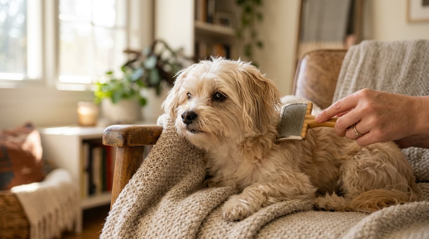 Morkie wearing recommended dog gear, demonstrating proper harness or collar fit for the breed