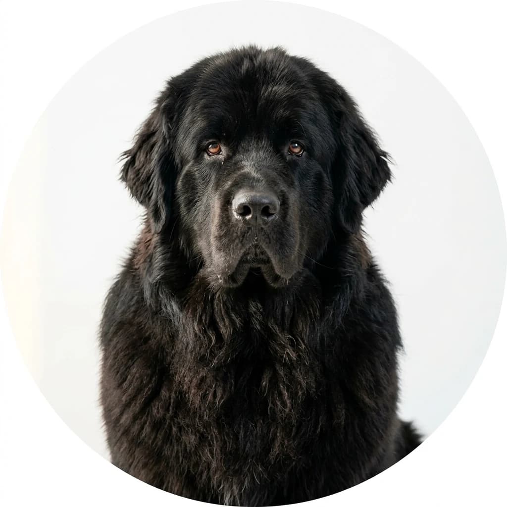 Newfoundland dog — studio head-and-shoulders portrait showing typical coat color and facial features