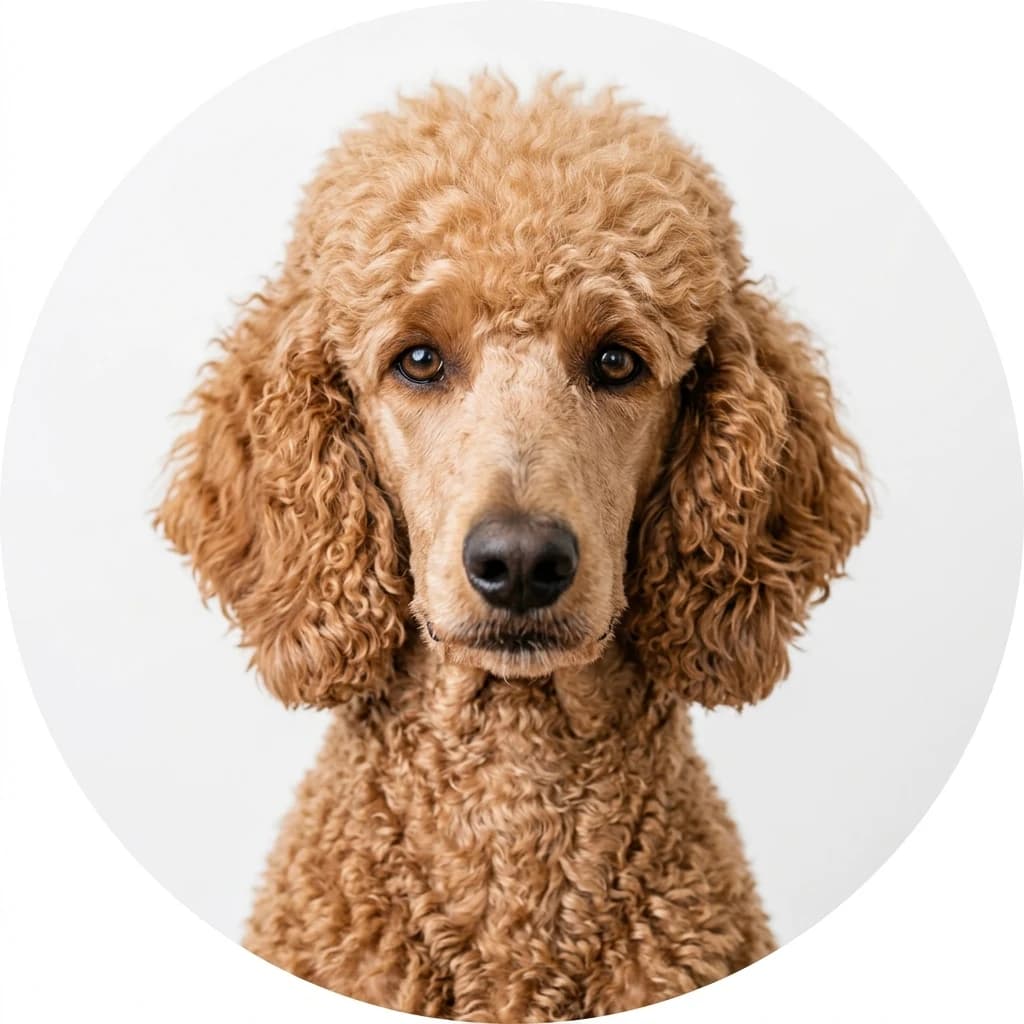 Poodle dog — studio head-and-shoulders portrait showing typical coat color and facial features