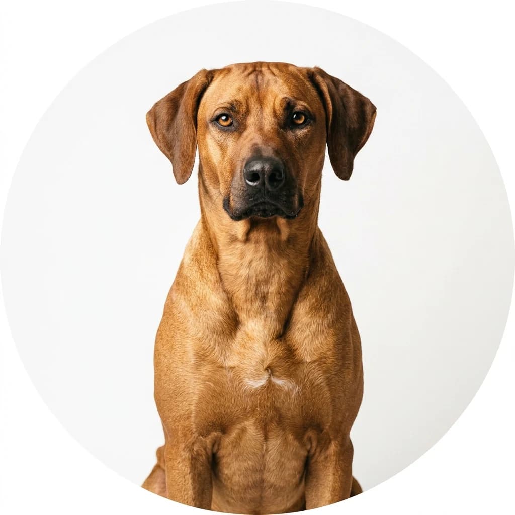 Rhodesian Ridgeback dog — studio head-and-shoulders portrait showing typical coat color and facial features