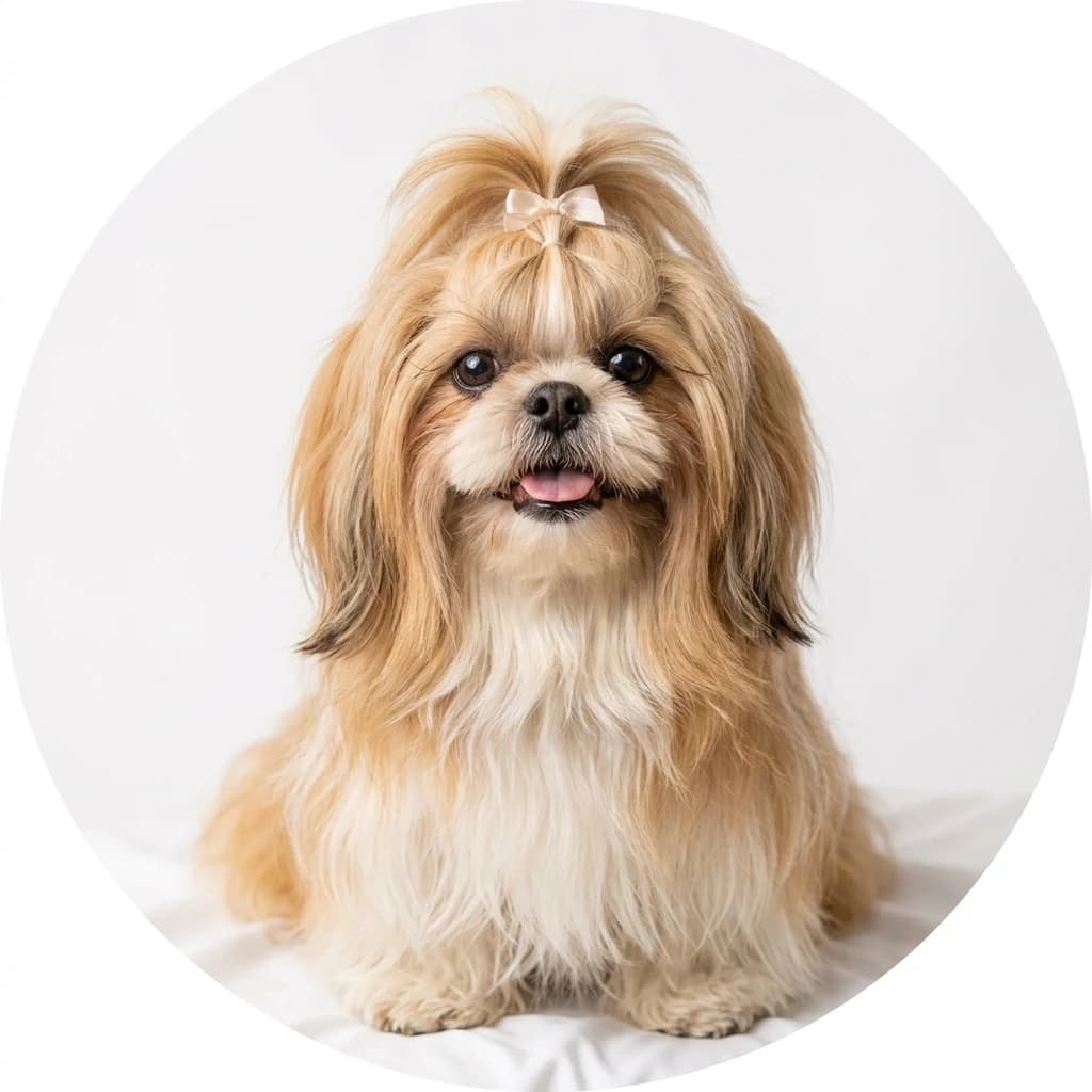 Shih Tzu dog — studio head-and-shoulders portrait showing typical coat color and facial features