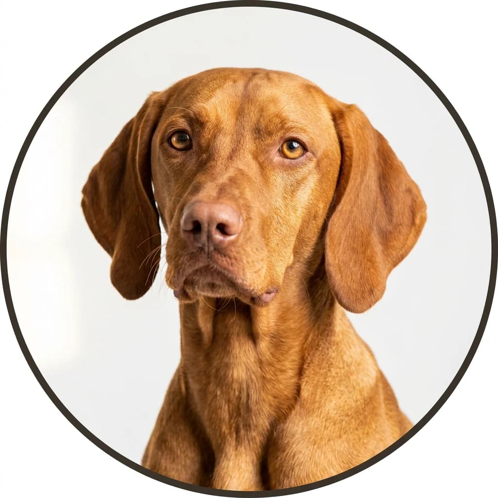 Vizsla dog — studio head-and-shoulders portrait showing typical coat color and facial features