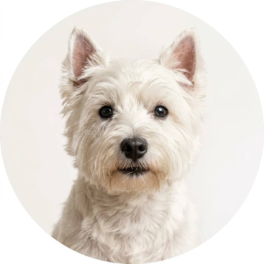 West Highland White Terrier dog — studio head-and-shoulders portrait showing typical coat color and facial features