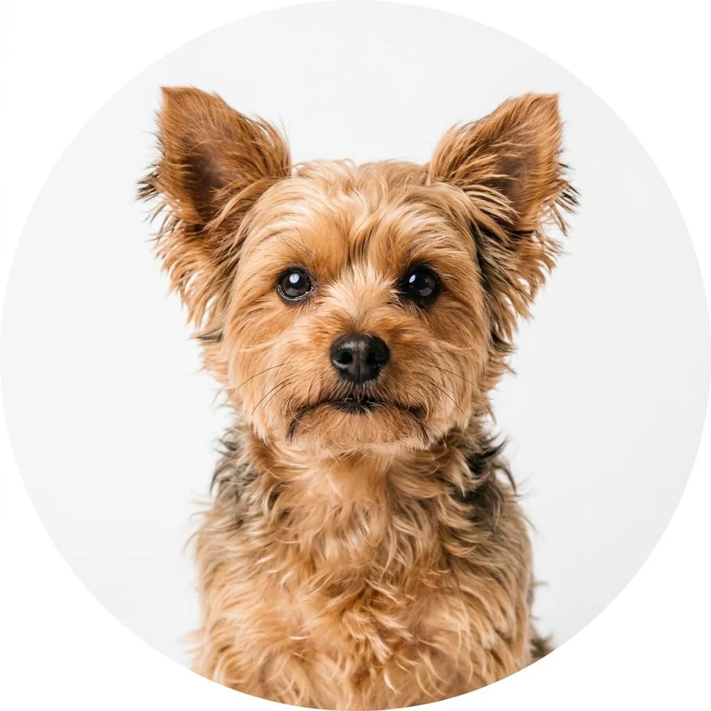 Yorkipoo dog — studio head-and-shoulders portrait showing typical coat color and facial features