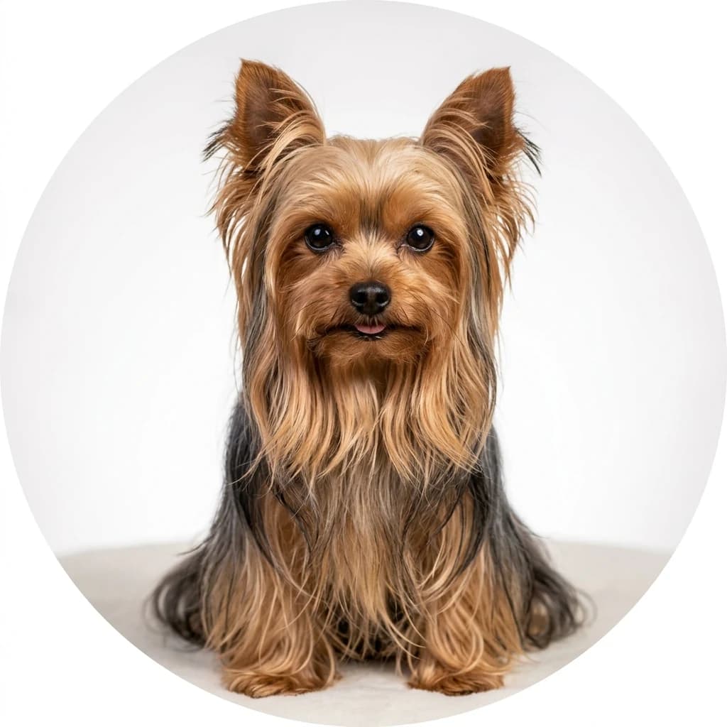 Yorkshire Terrier dog — studio head-and-shoulders portrait showing typical coat color and facial features