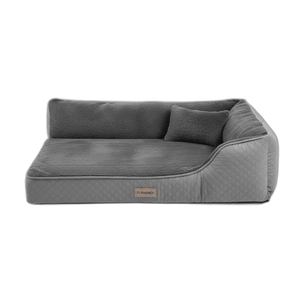 Furhaven Orthopedic L-Shaped Chaise Dog Bed