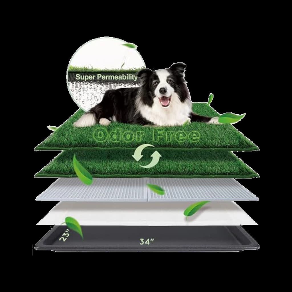 HQ4US 4LEGS Large Artificial Grass Pad with Tray (34 x 23 in)
