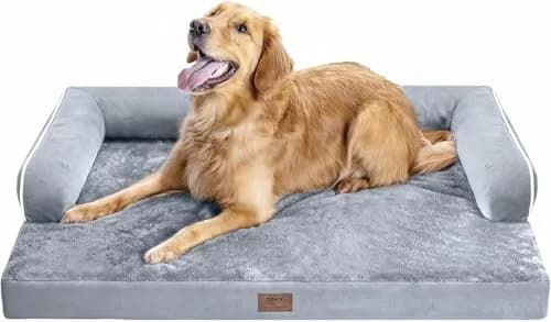 MEKIY Orthopedic Washable Dog Bed with Bolster for Medium
