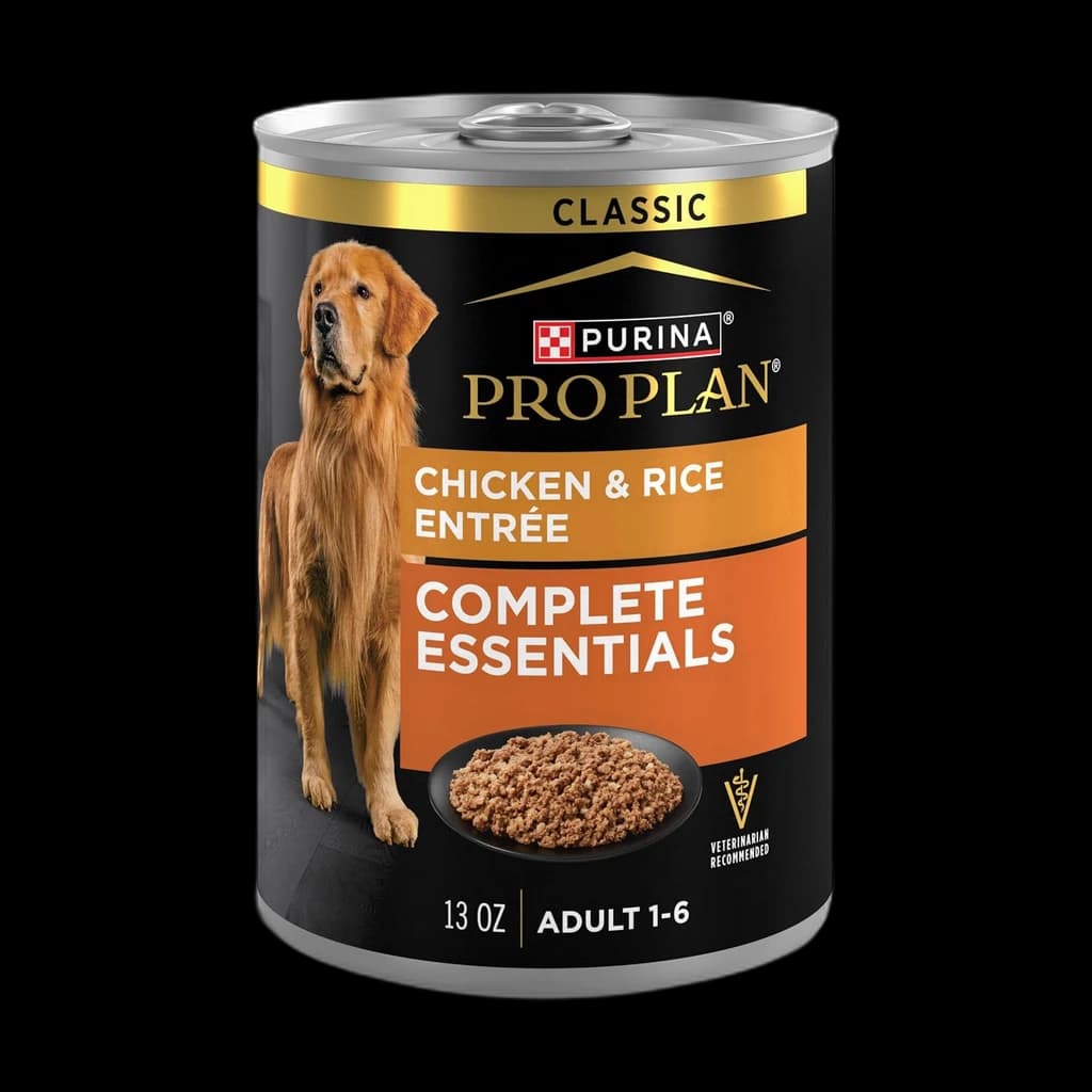 Purina Pro Plan Complete Essentials Chicken & Rice Pâté (12 × 13 oz) — independently researched dog food pick on PawBench