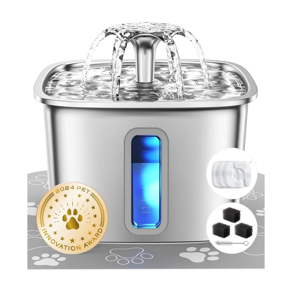 Veken C1 Stainless Steel Pet Fountain (108 oz; small dogs and cats)