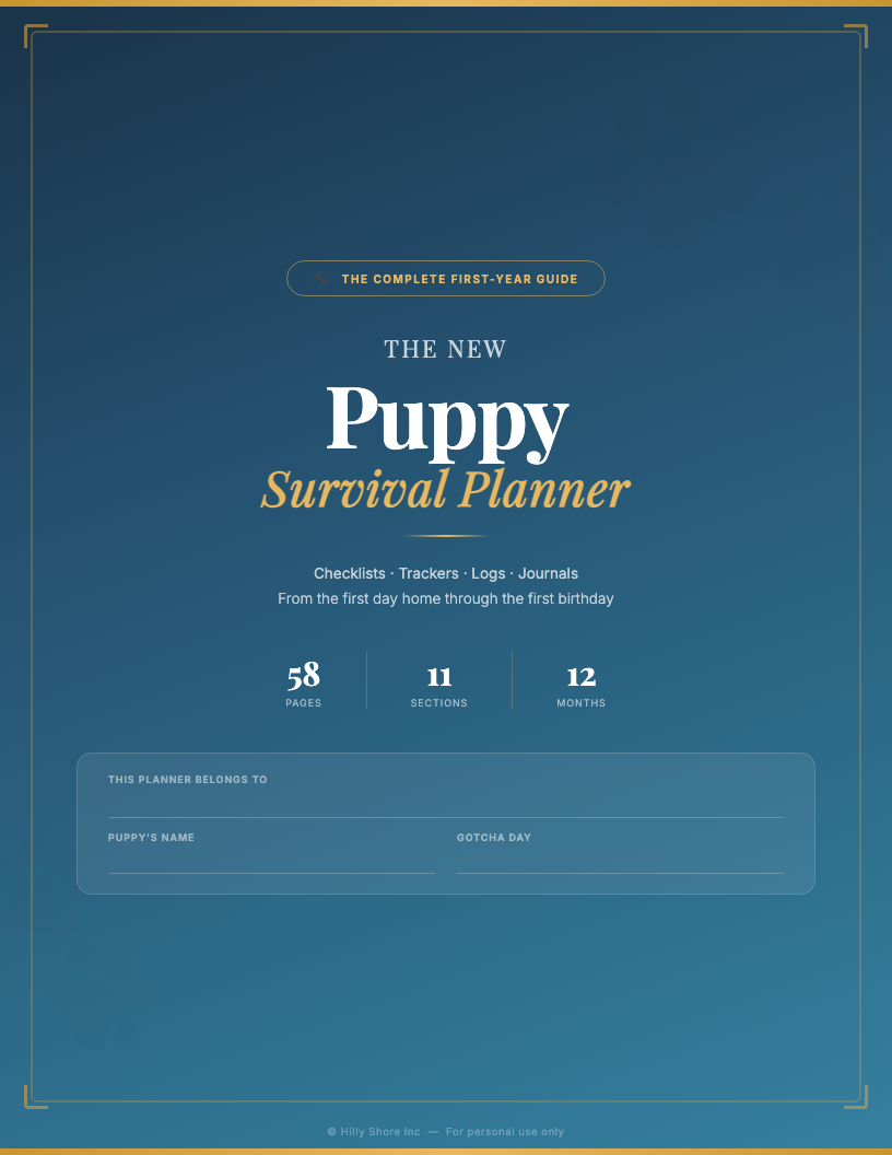 The New Puppy Survival Planner โ Cover Page